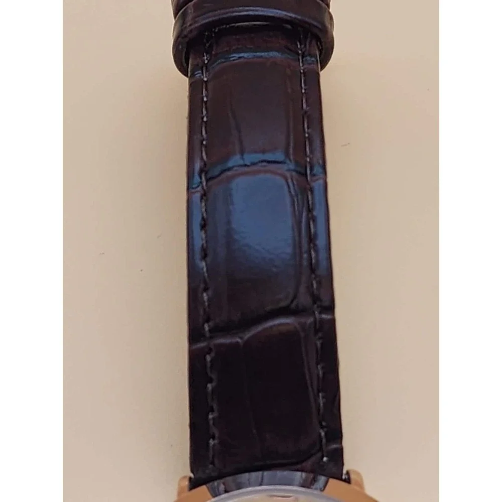 SEIKO ELLEN TRACY Watch Rose Gold Tone Deep Brown Alligator Band Heart CZ
